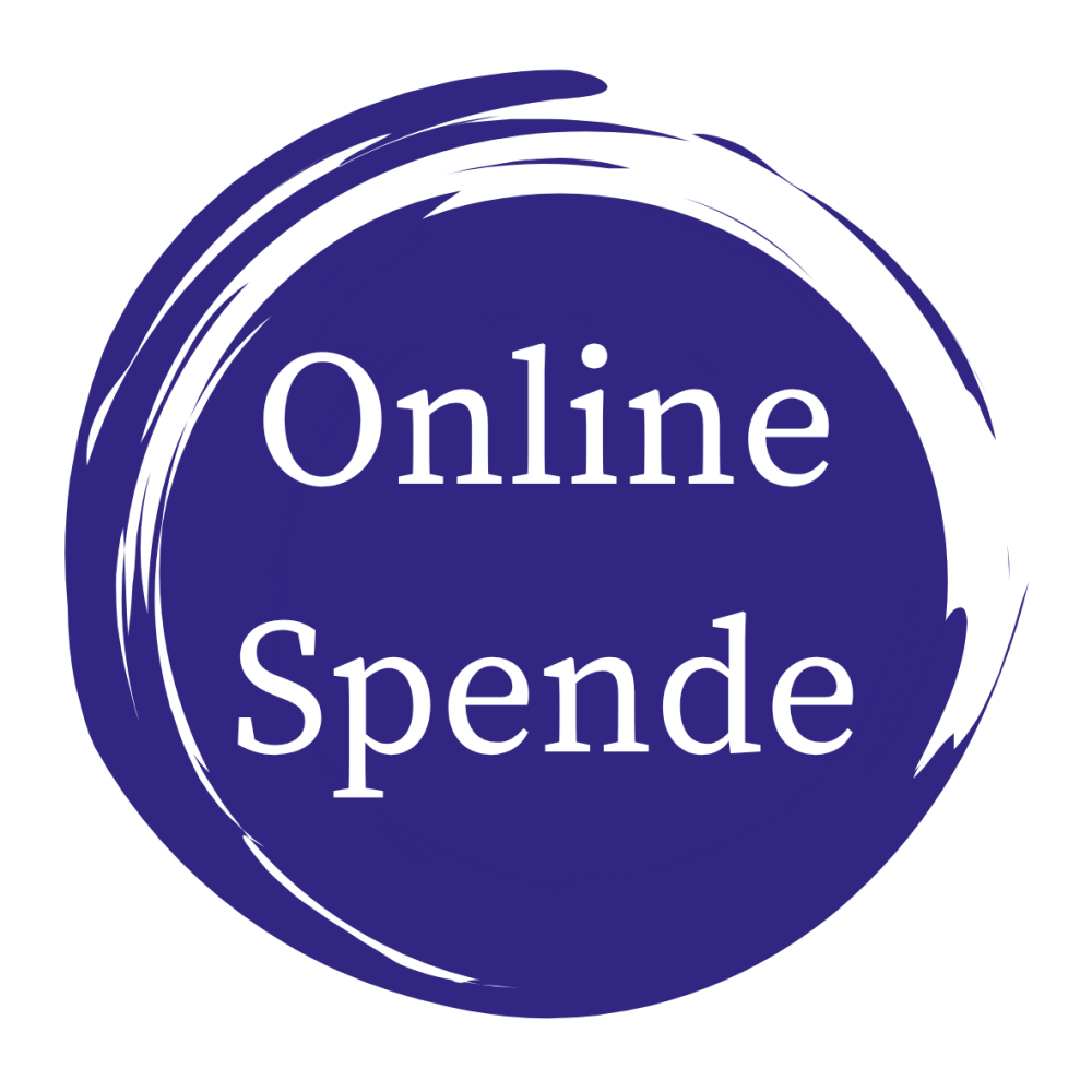 Button Online Spende. Blauer Kreis.