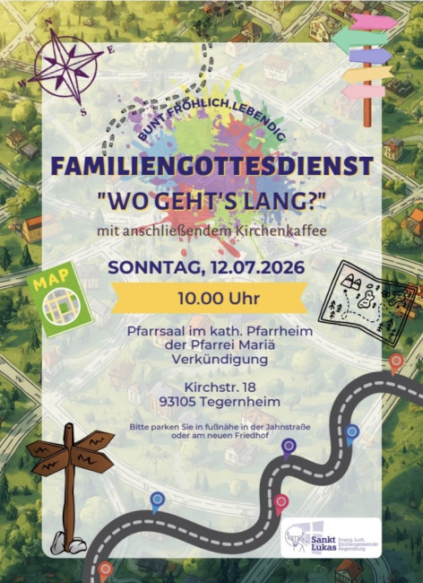 Straße und Schild auf buntem Plakat