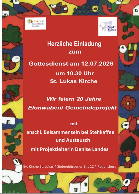 Buntes Plakat zum Gottesdienst einlädt